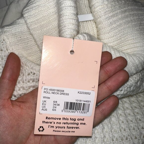 Missguided White Roll Neck Sweater Dress – Size US 2/4 – NWT - Picture 3 of 4